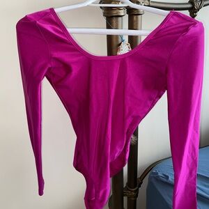 American Apparel Fuchsia Long Sleeve Bodysuit